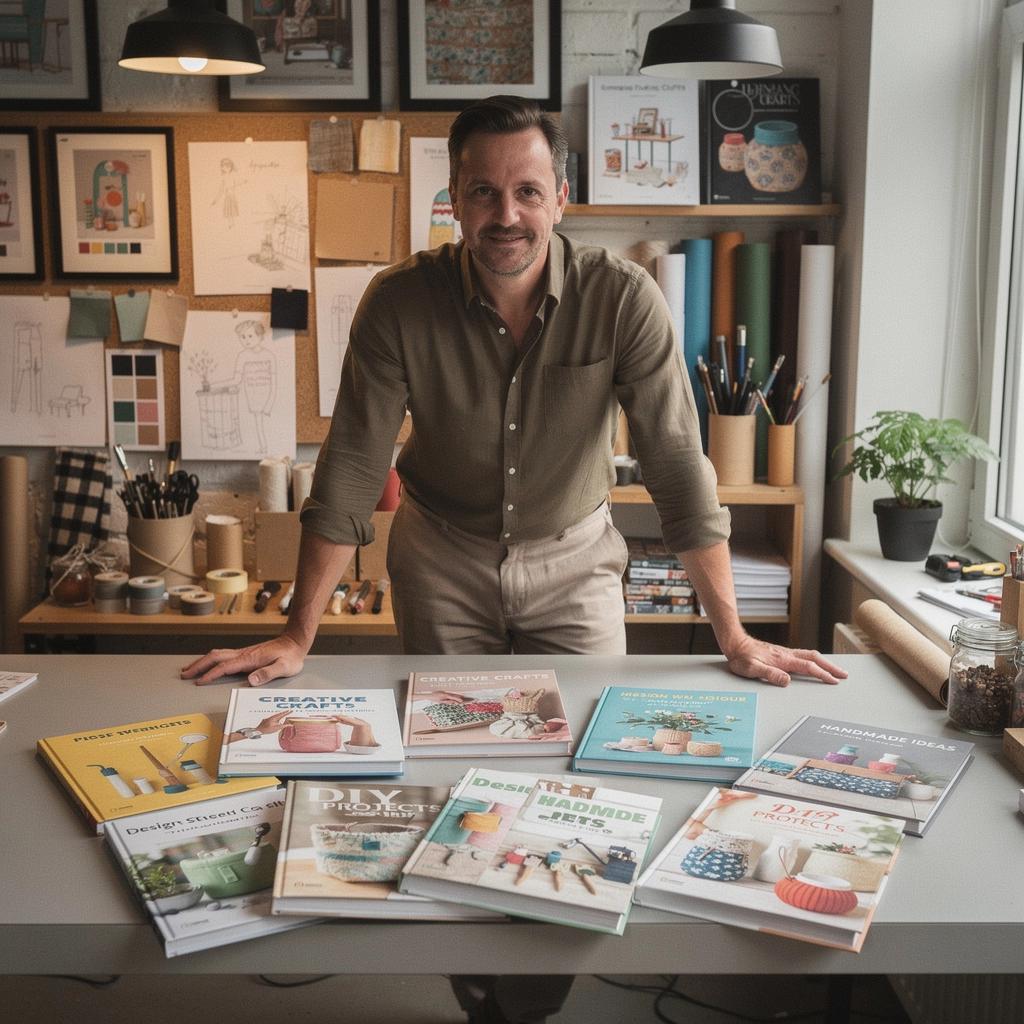 Eine Gruppe von Menschen, die an einem Bastelworkshop teilnehmen und lachen.