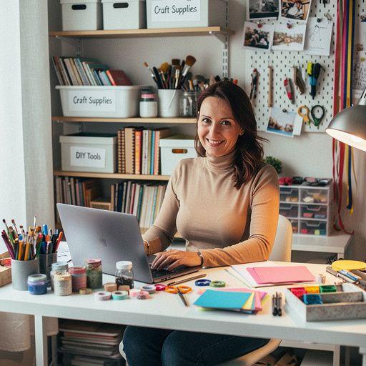 Ein Strickkorb, der mit verschiedenen Stricknadeln und Garnen gefüllt ist.